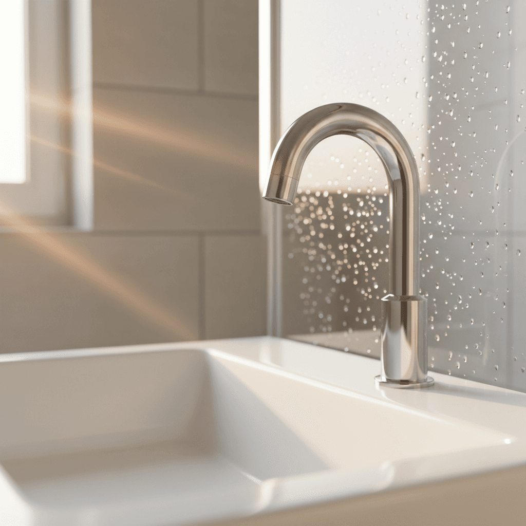 Clean commercial bathroom after janitorial service