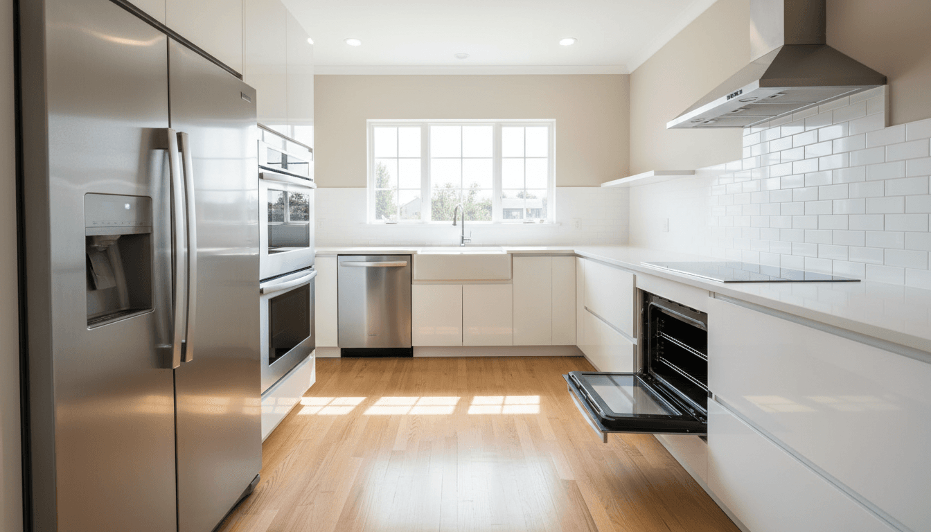 Sparkling apartment kitchen after deep clean
